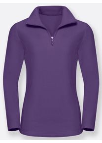 Dames Fleeceshirt met schipperskraag in paars ,maat 38, WITT, 100% Polyester