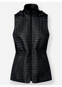 Dames Bodywarmer met zigzag-laserstiksel in zwart ,maat 36, WITT, 100% Polyester