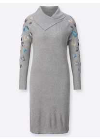 Dames Tricotjurk in steengrijs/gemêleerd ,maat 36, WITT, 70% Viscose, 30% Scheerwol