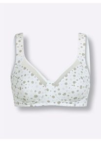 wäschepur Dames Steunbeha zonder beugel in wit/taupe ,maat 100B, Witt, 84% Polyamide, 16% Elastan