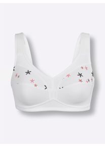 wäschepur Dames Steunbeha zonder beugel in wit geprint ,maat 100B, Witt, 84% Polyamide, 16% Elastan