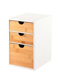 Kesper Schubladenbox , Weiß, Hellbraun , Holz, Holzwerkstoff , Bambus , 3,3 Schubladen , 21.5x27.5x17.5 cm , FSC 100% , Ordnen & Aufbewahren,