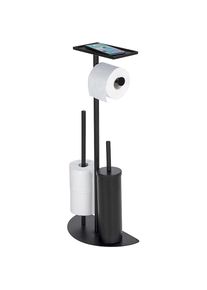 Wenko , WC-Garnitur »Modell Cosenza Neo«, aus Metall-Kunststoff, platzsparende 4-in-1 Standgarnitur mit Ablage, lackierter Stahl , schwarz