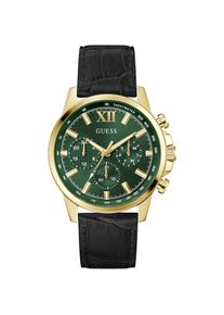 Guess, Herren, Multifunktionsuhr &raquo;WALKER&laquo; Quarzuhr, Armbanduhr, Herrenuhr, Datum, Wochentag, Lederarmband, schwarz-gr&uuml;n, schwarz-gr&uuml;n, Exquisite 
