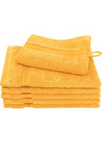 Dyckhoff , Waschhandschuh »Siena«, (Set, 6 tlg.), mit Bordüre , goldgelb