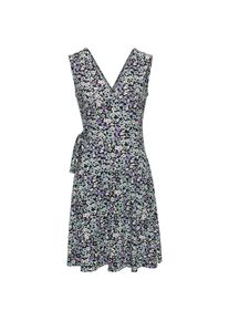 Vivance, Damen, Jerseykleid mit Alloverdruck und Bindeband, Wickelkleid, Sommerkleid, lila-t&uuml;rkis-creme gebl&uuml;mt, N-Gr, 36 -N-Gr, lila-t&uuml;rkis-creme 