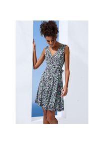 Vivance , Jerseykleid mit Alloverdruck und Bindeband, Wickelkleid, Sommerkleid , lila-türkis-creme geblümt , N-Gr , 36 -N-Gr , 36 , Geblümtes...