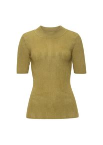 Lascana, Kurzarmpullover mit Rippstruktur, figurbetonter Strickpullover, Basic, moosgr&uuml;n, 32/34, Kurzarmpullover