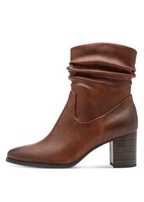 Marco Tozzi , Damen , Stiefelette , Blockabsatz, Businessschuh mit Falten im slouchy Look , cognac , 39 , 39 , Schicke Stiefelette in veganer...