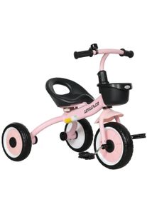 AIYAPLAY Kids Trike, Tricycle, with Adjustable Seat, Basket, Bell, for Ages 2-5 Years - Pink | Aosom Ireland