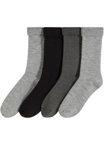 Termosokker med mansjetter som kan brettes ned og innvendig frotté (4-pack), svart, størrelse 39-42, bonprix