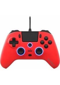 Egogear - Manette filaire SC10 rouge avec port audio pour casque pour PS4, PS3 et PC (PS3, PC, PS4), Gaming Controller, Schwarz, Rot