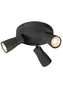 SLV 1008340 PURI 2.0 Dome Wand- und Deckenaufbauleuchte GU10 3 x 6 Watt schwarz
