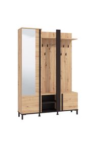 Home Affaire , Kompaktgarderobe »Nino Flurgarderobe, Dielenschrank, Flurmöbel, Garderobe, Breite 135 cm«, Schuhschrank, Spiegel, Haken, viel...