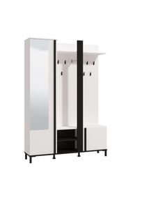 Home Affaire , Kompaktgarderobe »Nino Flurgarderobe, Dielenschrank, Flurmöbel, Garderobe, Breite 135 cm«, Schuhschrank, Spiegel, Haken, viel...