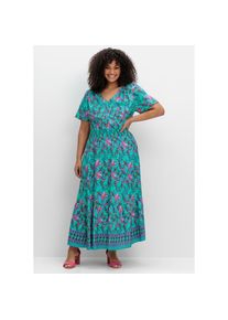 sheego by Joe Browns, Damen, Maxikleid &raquo;Maxikleid&laquo;, aqua-gemustert, Normalgr&ouml;&szlig;en, 50 -Normalgr&ouml;&szlig;en, aqua-gemustert,