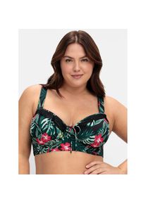 sheego , Damen , Bustier-Bikini-Top , schwarz bedruckt , Cup F , 56 -Cup F , 56