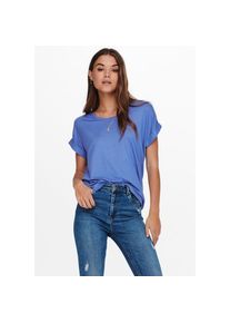 Only , T-Shirt »ONLMOSTER – Kurzarmshirt mit Aufschlag und klassischem Look«, unifarben, casual, regular fit, Viskosemischung, Rundhals , Blue...