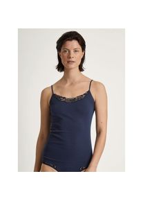 Calida , Spaghettitop »Cotton Desire«, Spitzen-Einsatz, atmungsaktiv, Feinripp, Pure Cotton, weich , peacoat blue , M (44/46) , M (44/46) ,...