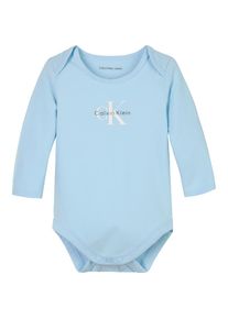 Calvin Klein Jeans, Unisex, Langarmbody &raquo;MONOGRAM LS BODY&laquo; f&uuml;r Babys bis 2 Jahre, Rain Dance, N-Gr, 80 -N-Gr, Rain Dance, Langarmbody von Calvin Klein