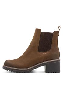 Marco Tozzi , Chelseaboots , Blockabsatz, Stiefelette in veganer Verarbeitung , dunkelbraun , 41 , 41 , Klassische Stiefelette mit Kontrast-Rahmennaht