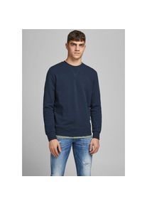 Jack & Jones Jack & Jones, Herren, Sweatshirt &raquo;JJEBASIC mit Flaglabel und weicher Baumwollmischung&laquo;, unifarben, modisch, regular fit, Baumwolle, Rundhals, navy, S,