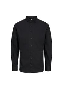 Jack & Jones Jack & Jones, Herren, Langarmhemd &raquo;JPRBLAJAXON mit Stretchanteil und stylischem Kragen&laquo; unifarben, slim fit, Web, Hemdkragen, atmungsaktiv, Black, N-