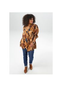 Aniston PLUS , Longbluse, extravagant bedruckt im trendigen Farbverlauf - NEUE KOLLEKTION , beige-blau-braun , 54 , 54 , Durchgeknöpfte Bluse mit...