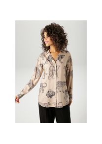 Aniston CASUAL , Hemdbluse mit Leoparden bedruckt - jedes Teil ein Unikat - NEUE KOLLEKTION , beige-schwarz , 44 , 44 , Bluse aus weich fallender...