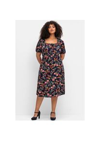 sheego by Joe Browns , Damen , Jerseykleid »Jerseykleid« , nachtblau-gemustert , Normalgrößen , 46 -Normalgrößen , 46