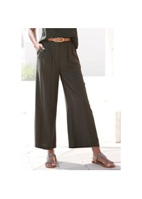 Lascana, Damen, Bundfaltenhose mit Taschen und Knopfdetail, weites Bein, Leinenhose, Sommerhose, khaki, N-Gr, 34 -N-Gr, khaki, Webhose mit zwei 