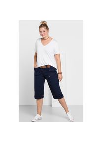 sheego, Damen, 3/4-Hose, marine, Normalgr&ouml;&szlig;en, 58 -Normalgr&ouml;&szlig;en, marine, in 3/4-L&auml;nge
