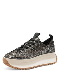 Tamaris, Damen, Plateausneaker , Halbschuh, Schn&uuml;rschuh, Trendschuh im Snake-Look, schwarz snake, 36, schwarz snake, Trendiger Sneaker mit 