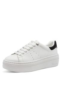 Tamaris, Damen, Plateausneaker , Schn&uuml;rschuh, Halbschuh mit auff&auml;lligen Schmucksteinen an der Ferse, wei&szlig;-schwarz, 38, wei&szlig;-schwarz, Trendsetter-