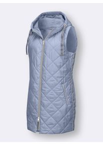 Dames Lange bodywarmer met ruitstiksels in duivenblauw ,maat 56, WITT, 100% Polyester. Wattering: 100% Polyester