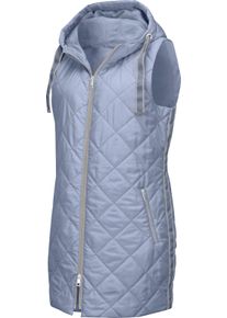 Dames Lange bodywarmer met ruitstiksels duivenblauw Maat 52