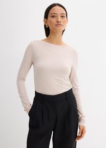 bonprix Mujer, Camiseta de manga larga ligera, gris, 44/46
