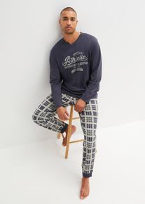 Långärmad pyjamas i ekologisk bomull - blå - storlek 60/62 (XXL) - bonprix