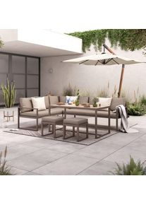 Ambia Garden Dining-Loungeset , Braun , Metall, Kunststoff , einzeln stellbar , 240.5x176 cm , Gartenmöbel, Gartengarnituren, Gartenmöbel-Sets