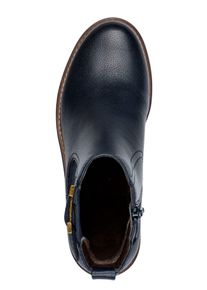 Jana Dames Enkellaarsje met siertrensje in nachtblauw ,maat 41, Witt, 100% Imitatieleer