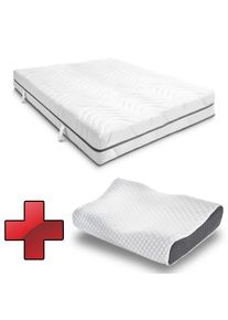 7 bölgeli viskoelastik yatak Sleezzz Smart 140 x 190 cm, yükseklik 18 cm, sertlik seviyesi H3, havalı hafızalı sünger + Sleezzz Premium jel yastık