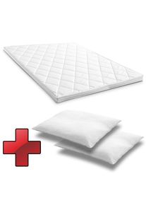 Comfort foam topper T6 180 x 200 cm, height 6 cm, firmness level H3 + 2 CloudComfort Basic microfiber pillows 80 x 80 cm