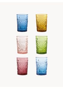 Zafferano Set de vasos artesanales Provenzale, 6 uds. Colorido Vidrio Ø 7 x Al 11 cm, 270 ml