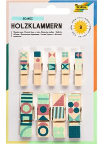 Pinces en bois avec motif scandinave, 9 pièces