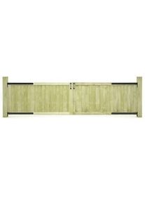 vidaXL Puertas de valla madera de pino impregnada 300x75 cm 2 uds