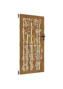 vidaXL Puerta de jardín acero corten diseño bambú 85x175 cm