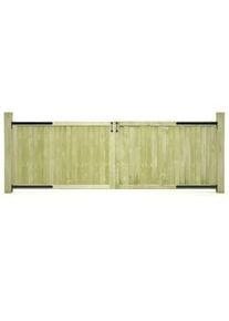 vidaXL Puertas de valla madera 2 uds de pino impregnada 300x100 cm
