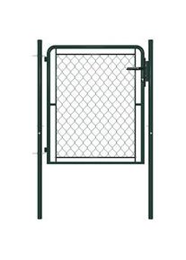 vidaXL Puerta de jardín de acero verde 100x100 cm