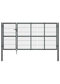 vidaXL Puerta de valla de jardín con postes acero antracita 350x120 cm