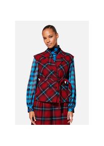 Madeleine Mode MADELEINE , Langarmbluse »Bluse Karobluse mit Stehkragen« , seeblau / multicolor , 44 , 44 , Karobluse